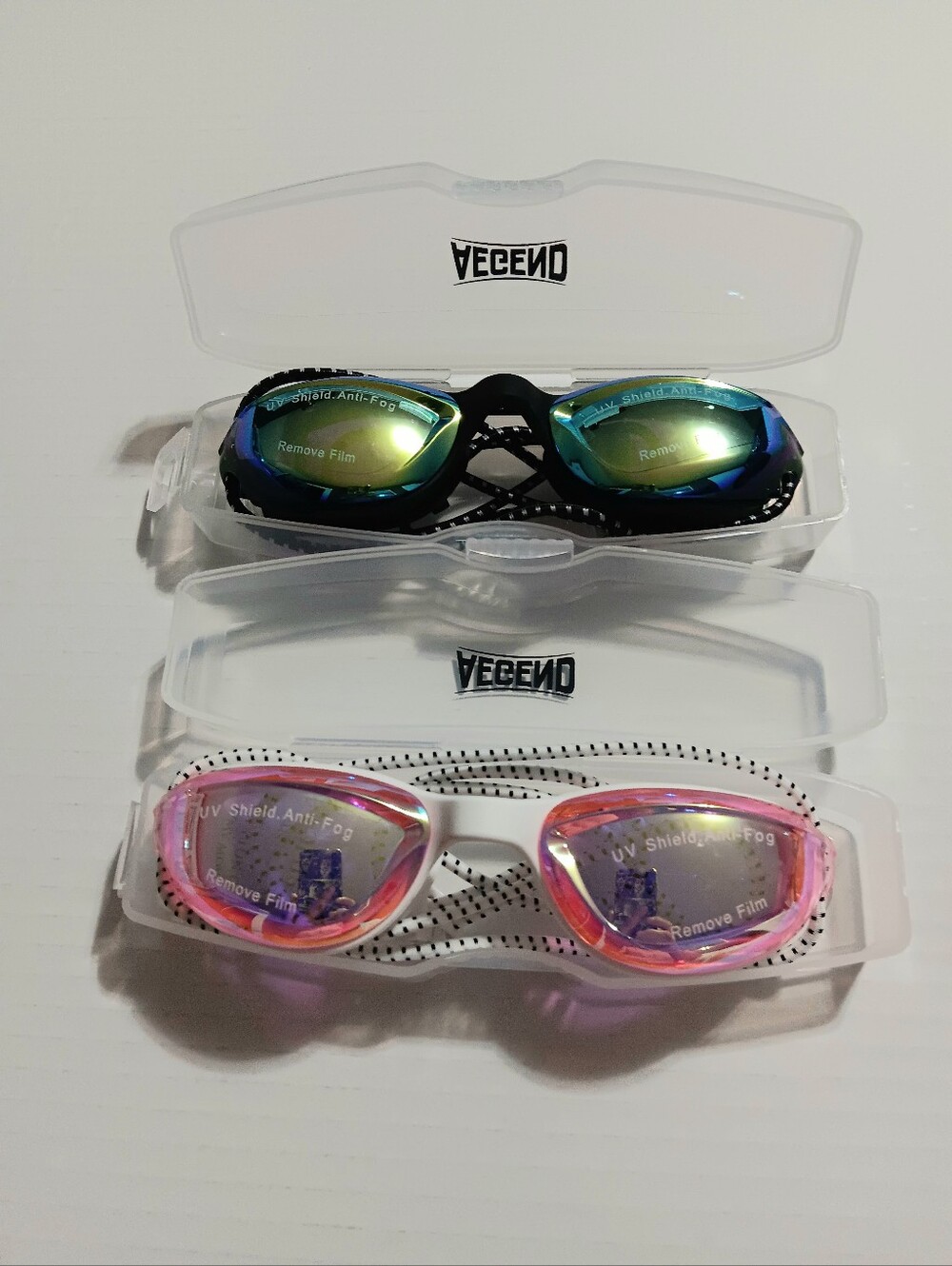 Kids Swim Goggles - Pink and Blue Mirrored Lenses